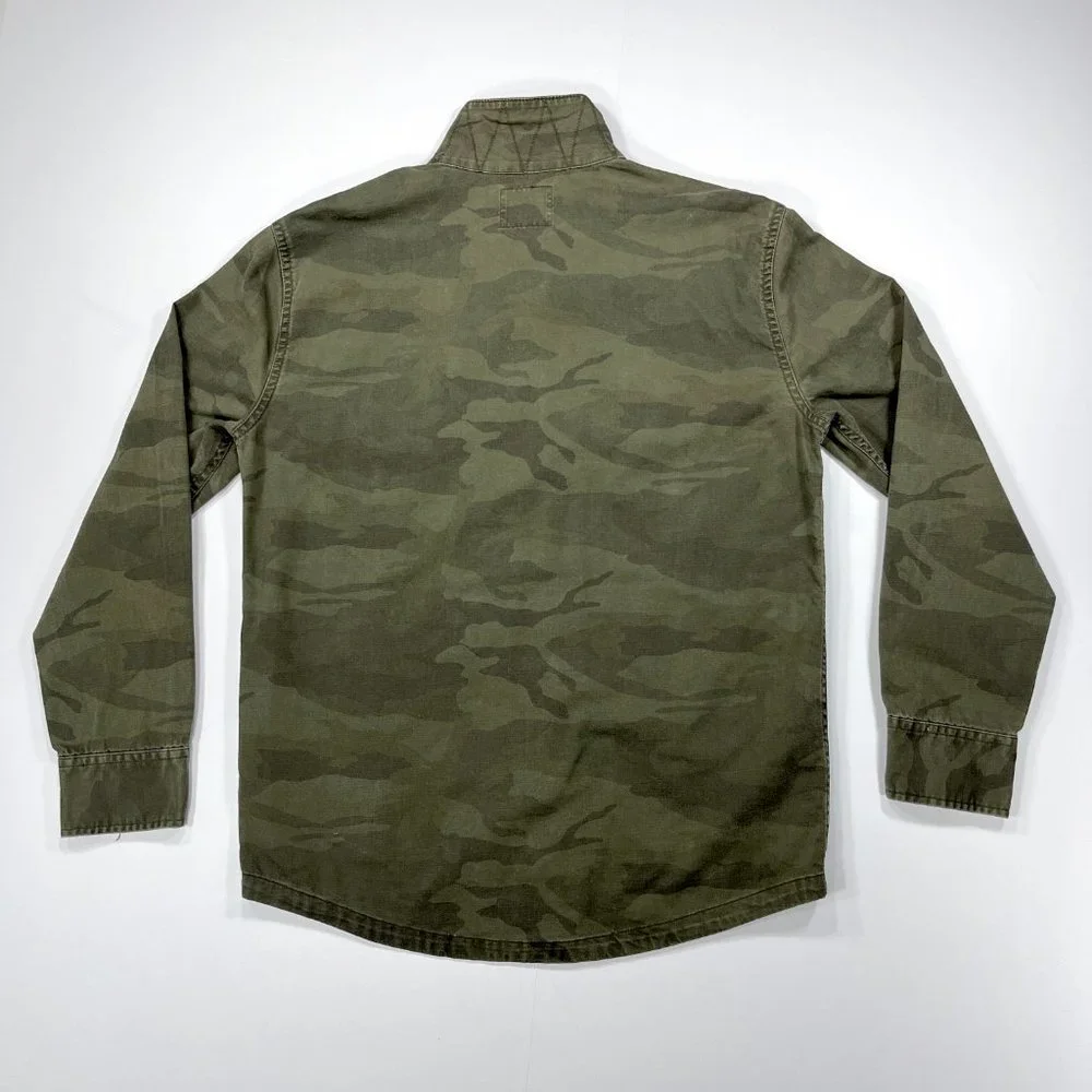 A&F Men's XS Military Shirt Jacket Army Green Camo Button Down Cotton Shacket - Picture 5 of 16